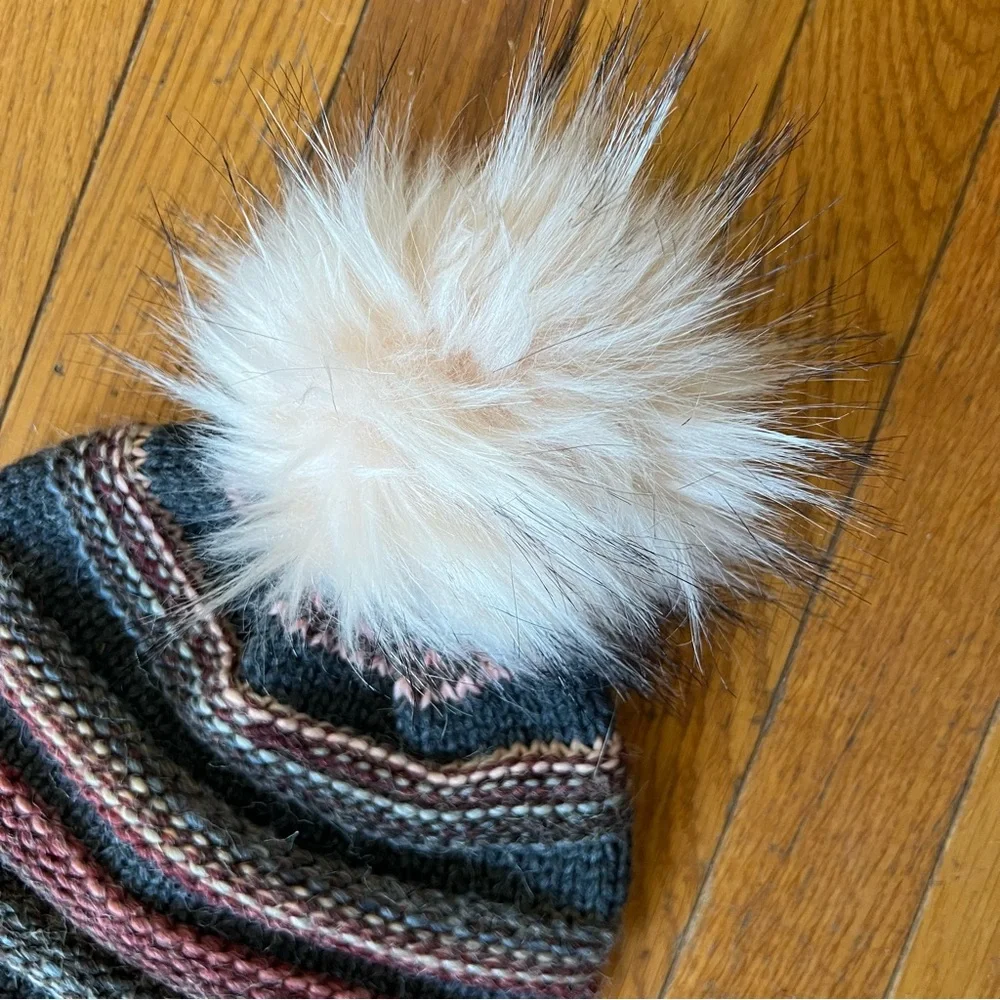 Altar’d State knitted multicolored hat with faux pom pom
